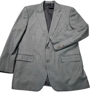 Brooks Brothers Madison Saxxon Blazer Mens Size 44L Gray Pinstripes USA